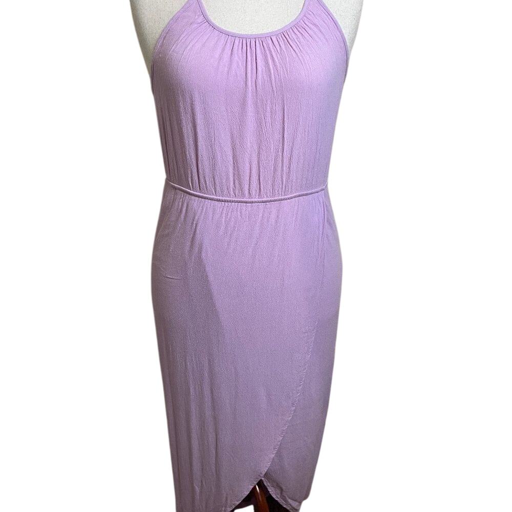 Everly dress lavender spaghetti strap high low lined elastic waist pull on Sz M